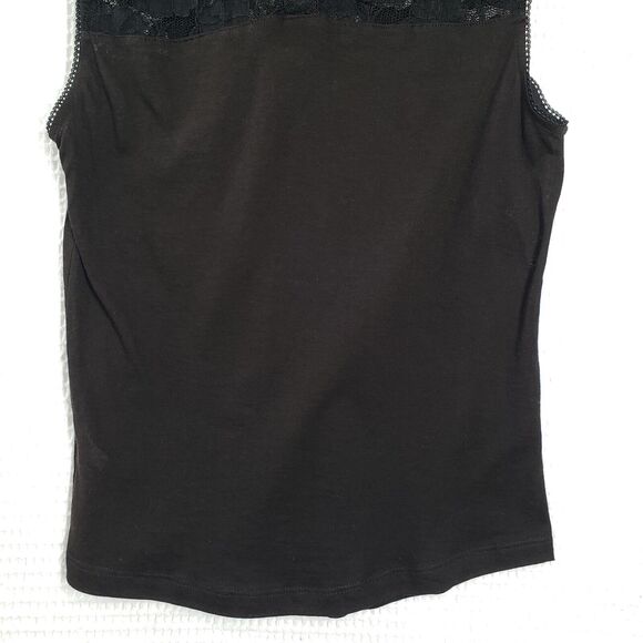 Vintage Beau Bois Sleeveless Top Womens Medium Black Mock Neck Y2K Lace Goth - Picture 8 of 11
